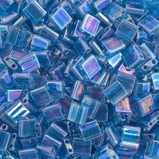 Capri Blue Transparent AB Colour 0291 Miyuki Tila Beads, 5.2g approx.