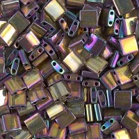 Metallic Purple Gold Iris Miyuki Tila Beads, colour 0188,  5.2gm approx.