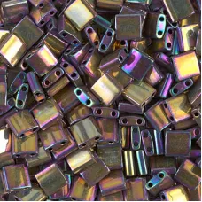 Metallic Purple Gold Iris Miyuki Tila Beads, colour 0188,  5.2gm approx.