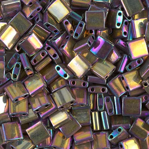 Metallic Purple Gold Iris Miyuki Tila Beads, colour 0188,  5.2gm approx.