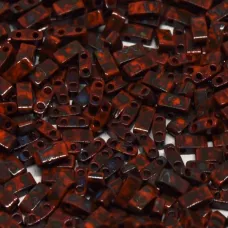 Picasso Opaque Orange Miyuki Half TILA Beads, Colour 4520, 5.2g appx.