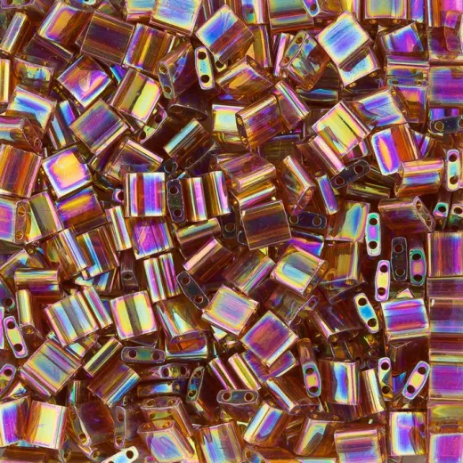 Tila Beads Dark Amber Transparent AB 5.2gm pack - 0257 Tila Beads Dark Amber Transparent AB 5.2gm pack - 0257