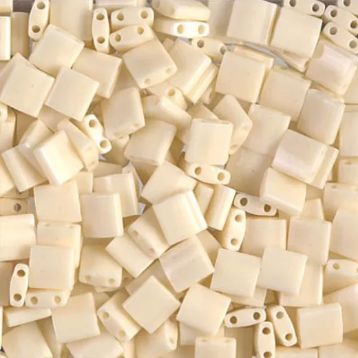 A bulk bag of approximately 50g,Opaque Ivory Miyuki TILA Beads, Colour 0491 A bulk bag of approximately 50g,Opaque Ivory Miyuki TILA Beads, Colour 0491