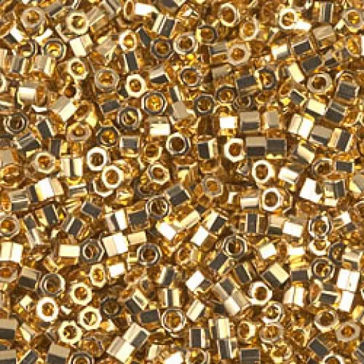 24Kt Gold Plated Miyuki Cut 11/0 Miyuki Delica Beads, Colour Code 0031, 3.3g approx. 24Kt Gold Plated Miyuki Cut 11/0 Miyuki Delica Beads, Colour Code 0031, 3.3g approx.