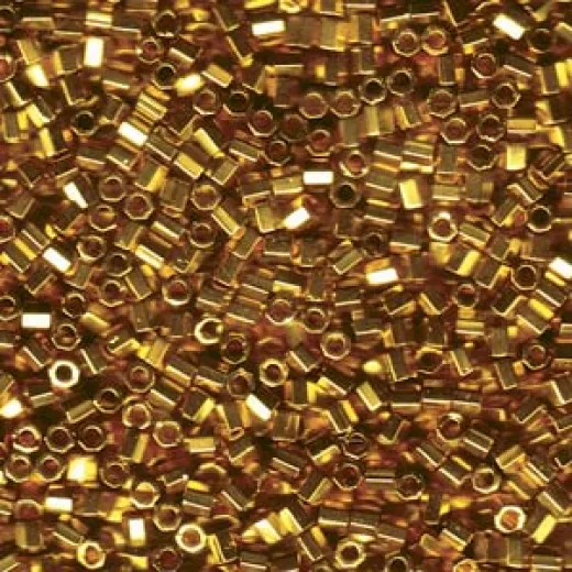 DBLC0031 Bright Gold 24Kt plated Miyuki size 8/0 Hex Cut Miyuki Delica Beads, Colour Code 0031, approx 5.2g DBLC0031 Bright Gold 24Kt plated Miyuki size 8/0 Hex Cut Miyuki Delica Beads, Colour Code 0031, approx 5.2g