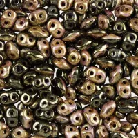 Black / White Bronze Luster Superduo Duets, Approx 10 Grams