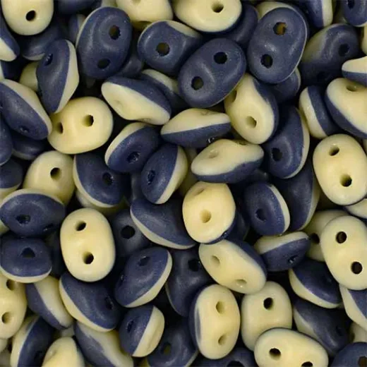 Navy / Ivory Matte Superduo Duets, Approx 10 Grams Navy / Ivory Matte Superduo Duets, Approx 10 Grams