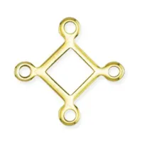Beadalon 4 way Square Connectors, 12mm, Gold Colour Pack of 12 pcs.