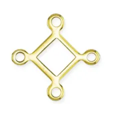 Beadalon 4 way Square Connectors, 12mm, Gold Colour Pack of 12 pcs.