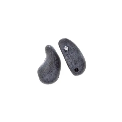 Left Jet/ White Lustre 2 Hole Zoliduo Bead, pack of 20pcs Left Jet/ White Lustre 2 Hole Zoliduo Bead, pack of 20pcs