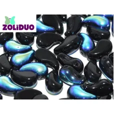Left Jet AB 2 Hole Zoliduo Bead, pack of 20pcs