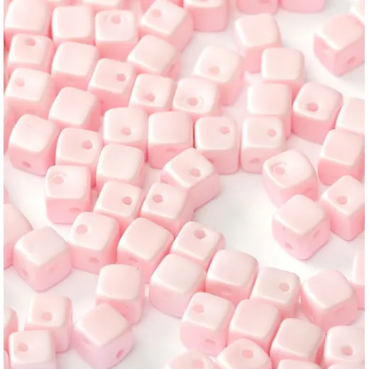 Pastel Rose 4mm Crisscross Cubes in packs of 50 Pastel Rose 4mm Crisscross Cubes in packs of 50