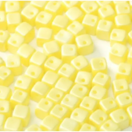 Pastel Yellow 4mm Crisscross Cubes in packs of 50 Pastel Yellow 4mm Crisscross Cubes in packs of 50