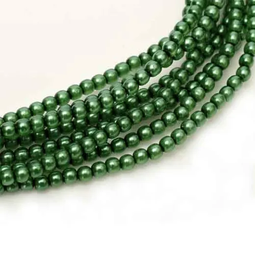 Christmas Green 2mm Glass Pearls Approx 150 Beads, Christmas Green 2mm Glass Pearls Approx 150 Beads,
