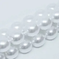 White Shiny 10mm Czech Glass Pearls, 50pcs per strand