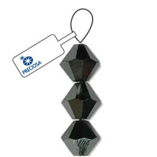 Jet Hematite Full, 4mm,  ,Preciosa Bicones, 48 Pcs