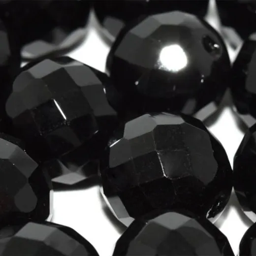 14mm Jet Fire polished Bead, pack of 2 14mm Jet Fire polished Bead, pack of 2