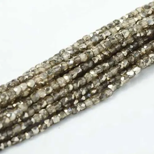 2mm Crystal Smokey Metallic Ice Fire Polished Beads, 75pcs
