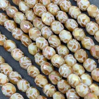 4mm Masked Apricot Firepolished, 10 Beads
