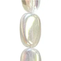 Crystal AB Wavy Flat Oval Czech Beads, strand of 13 beads