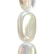Crystal AB Wavy Flat Oval Czech Beads, strand of 13 beads