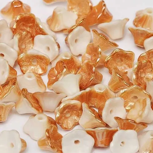 Chalk White Apricot Medium 5x7mm Flower Cup Beads, approx. 50 Chalk White Apricot Medium 5x7mm Flower Cup Beads, approx. 50