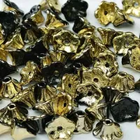 Jet Amber 5x7mm Flower Cup Beads, approx. 50