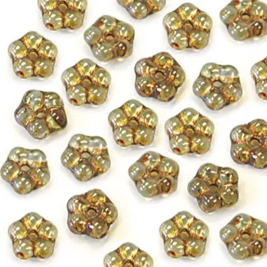 Lumi Green 5mm Czech Glass Flower Spacer Bead, 40pcs Lumi Green 5mm Czech Glass Flower Spacer Bead, 40pcs