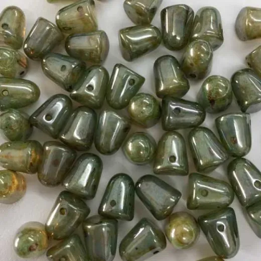 White Opal Blue Luster Gumdrops, 10pcs White Opal Blue Luster Gumdrops, 10pcs