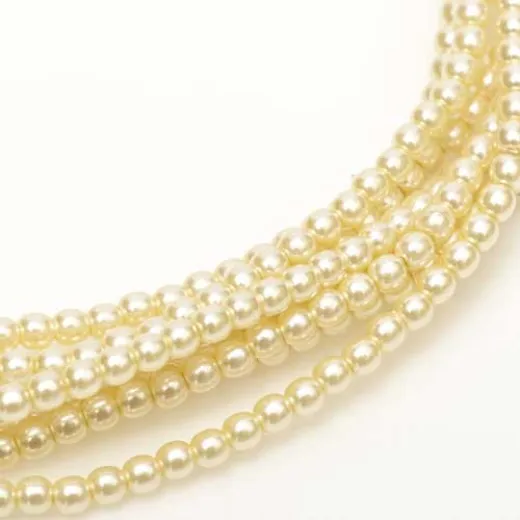 Ivory Shiny 3mm Glass Pearls, Approx 150 Beads Ivory Shiny 3mm Glass Pearls, Approx 150 Beads