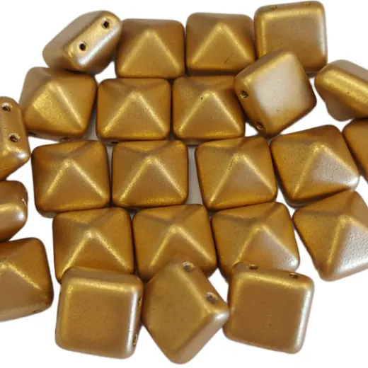 Bulk Bag 12mm Twin Hole Pyramid Beads, Aztec Gold, Pack of 25