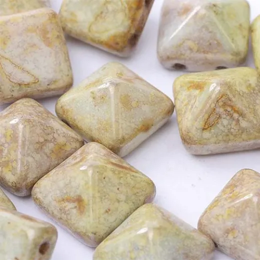 12mm Twin Hole Pyramid Beads, Pistachio, Pack of 5 12mm Twin Hole Pyramid Beads, Pistachio, Pack of 5