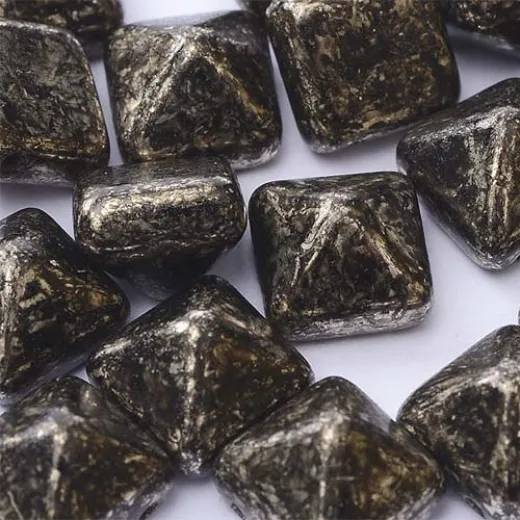 12mm Twin Hole Pyramid Beads, Antique Chrome, Pack of 5 12mm Twin Hole Pyramid Beads, Antique Chrome, Pack of 5