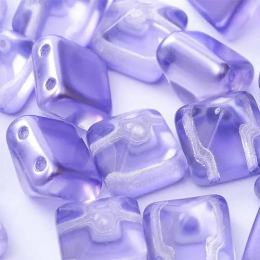 12mm Twin Hole Pyramid Beads, Crystal Lilac, Pack of 5 12mm Twin Hole Pyramid Beads, Crystal Lilac, Pack of 5