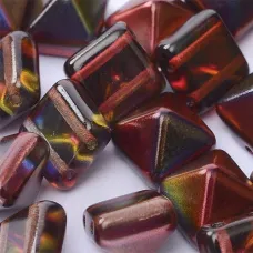 12mm Twin Hole Pyramid Beads, Crystal Magic Wine, Pack of 5