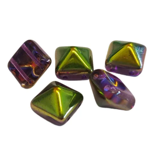 12mm Twin Hole Pyramid Beads, Crystal Magic Orchid, Pack of 5 12mm Twin Hole Pyramid Beads, Crystal Magic Orchid, Pack of 5