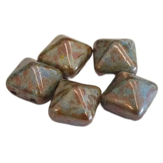 12mm Twin Hole Pyramid Beads, Patina, Pack of 5 12mm Twin Hole Pyramid Beads, Patina, Pack of 5