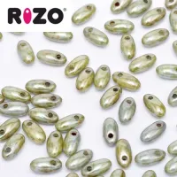 Chalk White Blue Luster Rizo Beads approx. 20gm