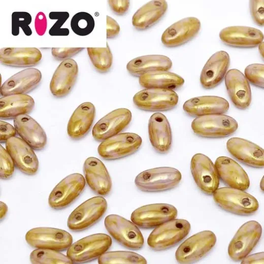 Chalk White Lila Gold Luster Rizo Beads approx. 20gm Chalk White Lila Gold Luster Rizo Beads approx. 20gm