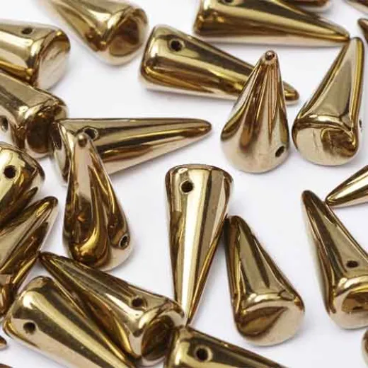 Jet Gold 7x17mm Glass Spikes, 10pcs Jet Gold 7x17mm Glass Spikes, 10pcs