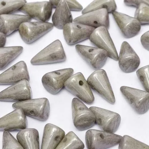 Grey Luster Czech Baby Spikes, 5x8mm, 30pcs Grey Luster Czech Baby Spikes, 5x8mm, 30pcs