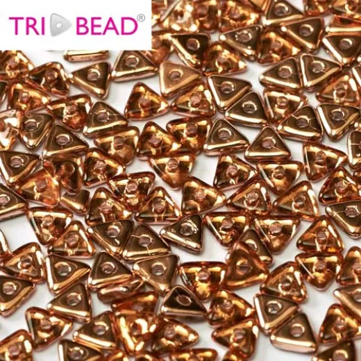 Tri-bead 4 mm Rosaline Capri Gold - 3g approx. Tri-bead 4 mm Rosaline Capri Gold - 3g approx.