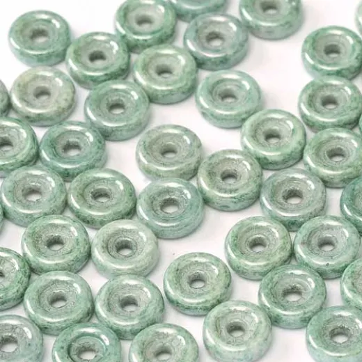Chalk White Teal Luster 6mm Wheel Beads Approx 5gm Chalk White Teal Luster 6mm Wheel Beads Approx 5gm
