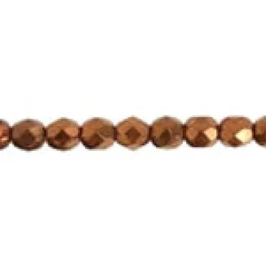 8mm Czech Fire Polished Beads, Transparent Dark Topaz, 25 Beads