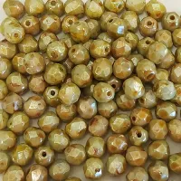 4mm Chalk White Senegal Green Fire Polished, 120pcs