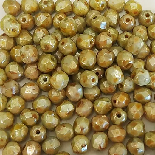 4mm Chalk White Senegal Green Fire Polished, 120pcs
