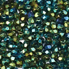 4mm Jet Green Iris Firepolished beads, 1200pcs approx.