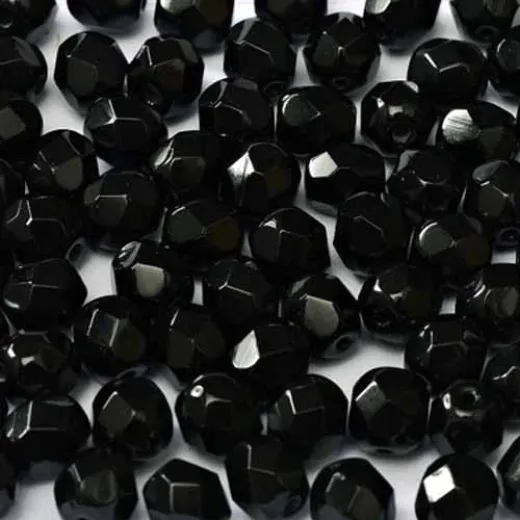 6mm Fire Polished Jet, Pack of 50 Pcs. 6mm Fire Polished Jet, Pack of 50 Pcs.