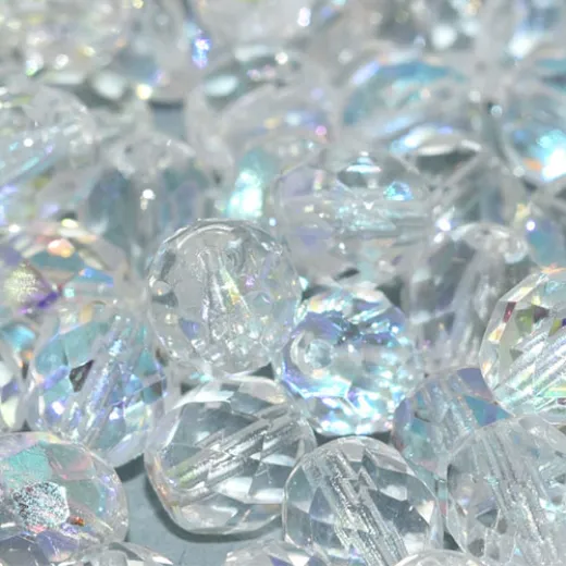 8mm Czech Fire Polished Beads, Crystal AB, 20 Beads 8mm Czech Fire Polished Beads, Crystal AB, 20 Beads