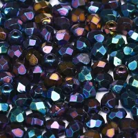 3mm Jet Blue Iris, Firepolished Beads, Pack of 120pcs